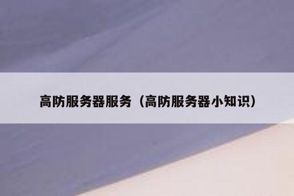 高防服务器服务（高防服务器小知识）
