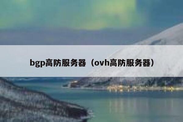 bgp高防服务器（ovh高防服务器）