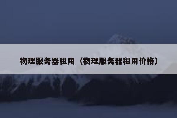 物理服务器租用（物理服务器租用价格）