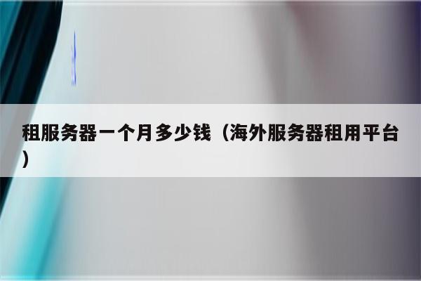 租服务器一个月多少钱（海外服务器租用平台）
